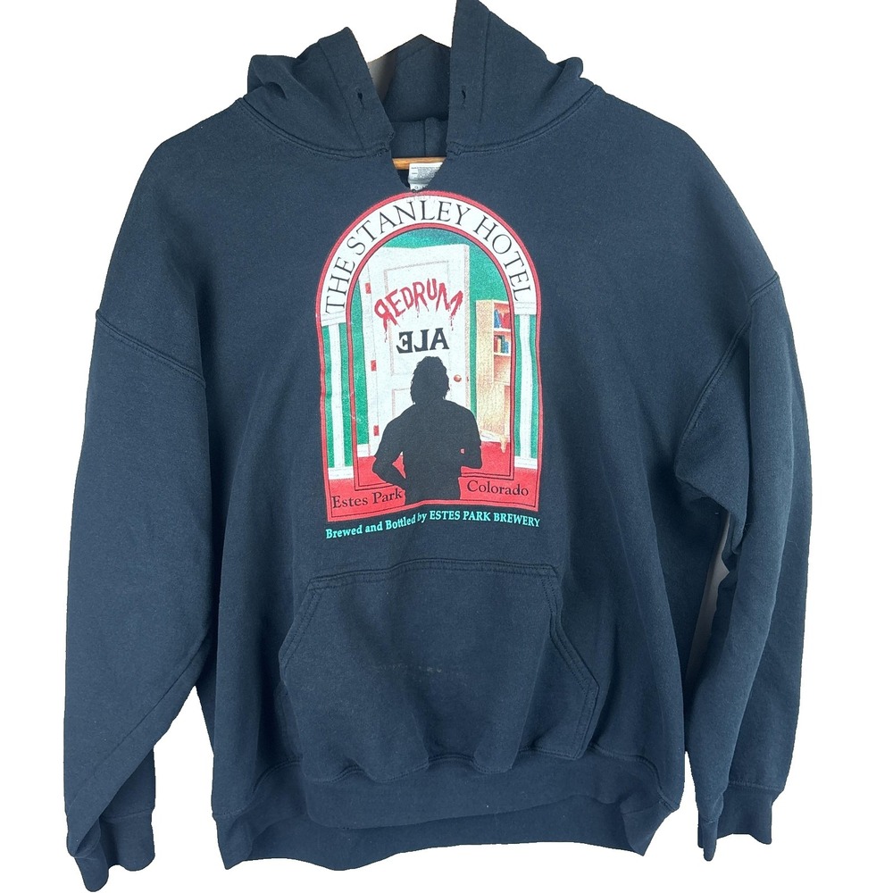 Vintage The Shining Redrum Ale Stanley Hotel Hoodie Size Large Black Horrorcore